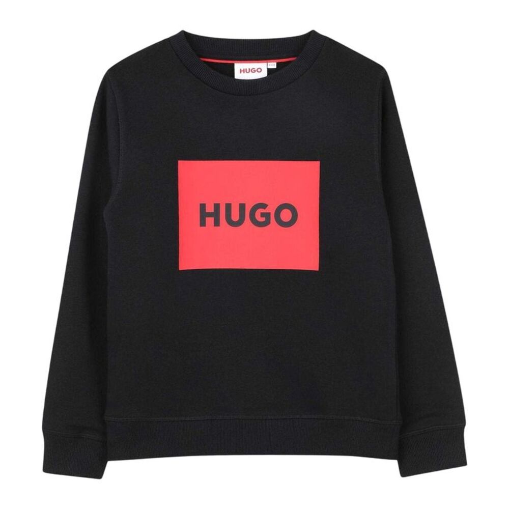 Hugo Childrens/Kids Box Logo Crew Neck Sweatshirt / Black